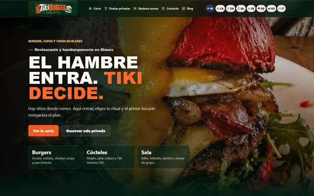 Web de Tiki Burger Blanes (tikiburgerblanes.com)